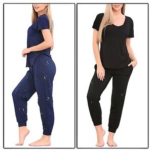 Honeydew 4-Piece Navy & Black Embroidered Sweatpants Matching Set